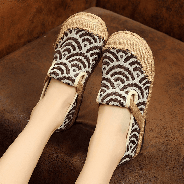 Women Linen Comfy Wearable round Toe Casual Espadrille Flat Loafers