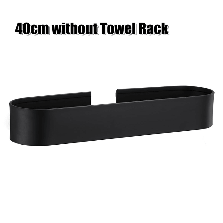 Black Bathroom Shelf 30-50Cm Kitchen Wall Shelves Basket Storage Rack Towel Bar - MRSLM