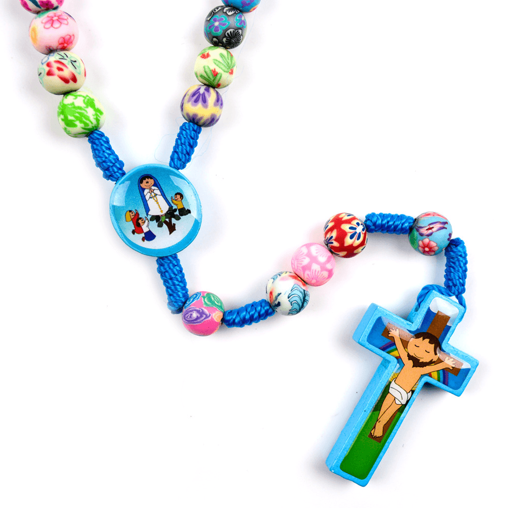 Hand-Knotted round Beads Solid Wood Children'S Cross