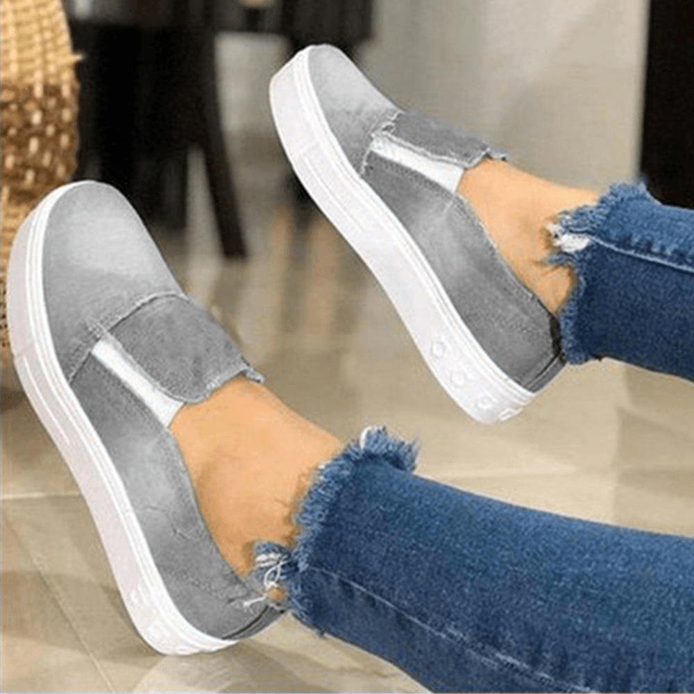 Women plus Size Slip on Canvas Elastic Band Casual Daily Canvas Flats - MRSLM