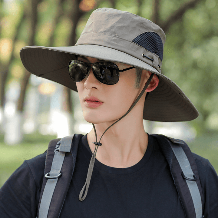 Men'S Big Brim Sun Protection Fishing Fisherman Hat