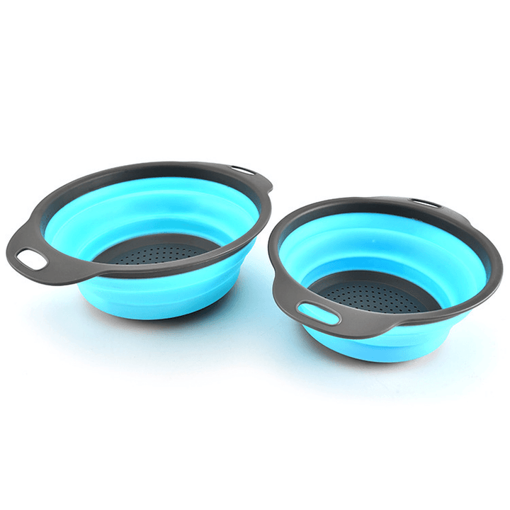 Ipree¬Æ 2Pcs/Set Silicone Folding Drain Baskets Retractable Colander Camping Picnic Storage Gadgets - MRSLM