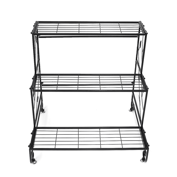 Iron Fower Stand Floor Multi-Layer Plants Rack 3 Tiers Ladder Shelves Bookshelf Flower Pot Stand for Balcony Living Room