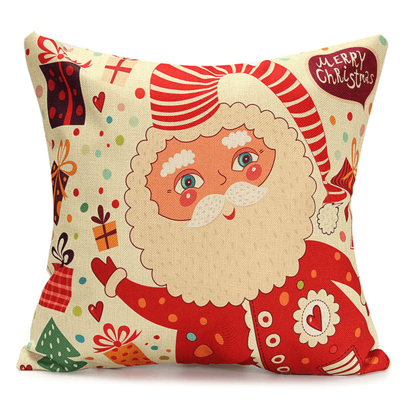 45X45Cm Christmas Santa Claus Snowmen Gift Fashion Cotton Linen Pillow Case Home Decor