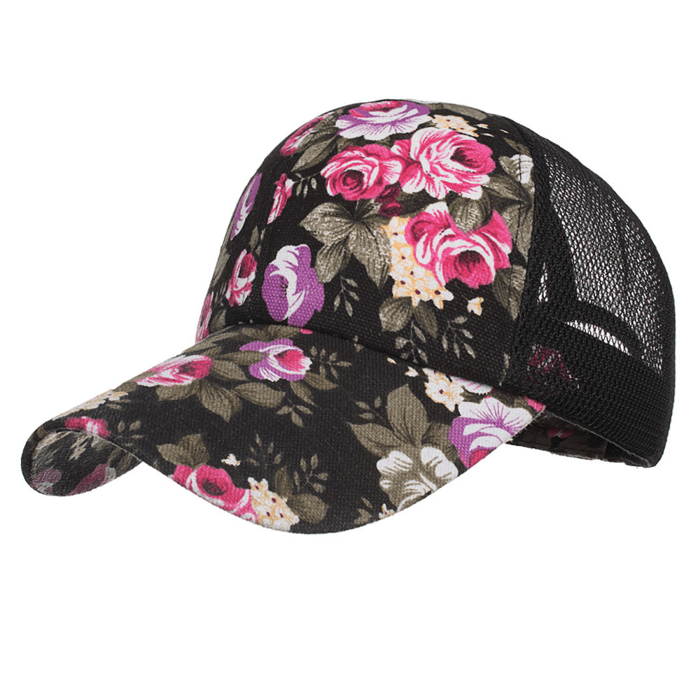 Women Summer Outdoor Print Breathable Mesh Baseball Cap Casual Adjustable Visor Hat