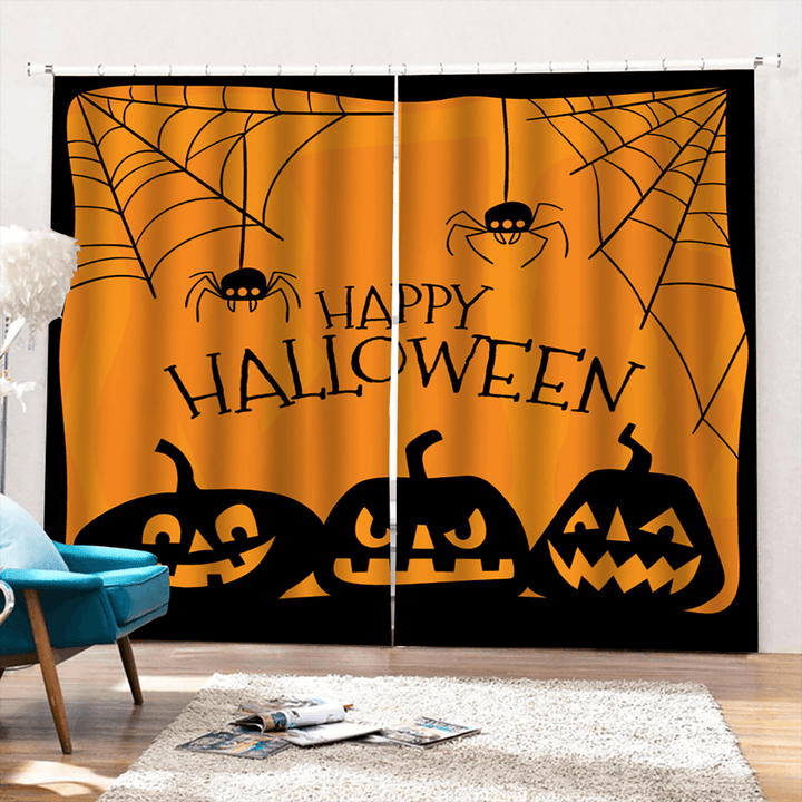 132*160Cm Blackout Window Curtains Halloween Printed Curtains for Living Room Festival Decoration