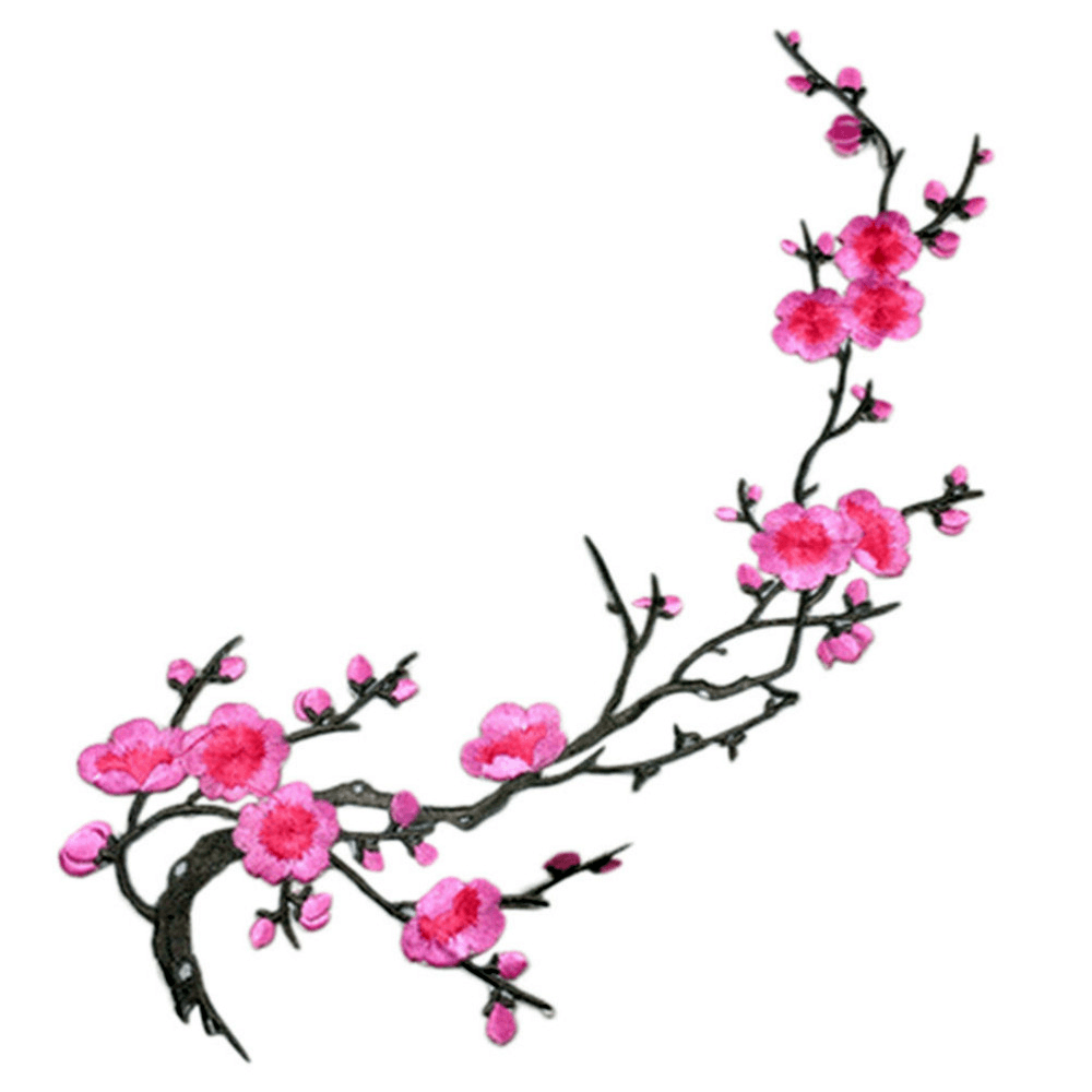 Plum Blossom Flower Applique Clothing Embroidery Patch Fabric Sticker Iron on Patch Sewing Repair