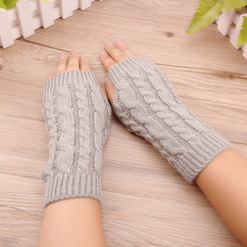 Women Winter Hand Warmer Gloves Thick Arm Crochet Knitting Warm Fingerless Gloves