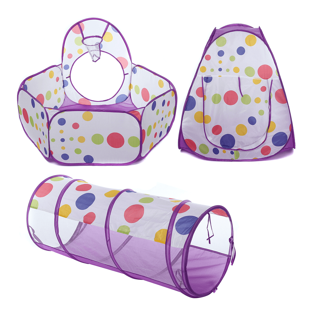 3-In-1 Kids Tent Toddlers Tunnel Cubby Ball Pool Baby Playhouse Toys Children Gift