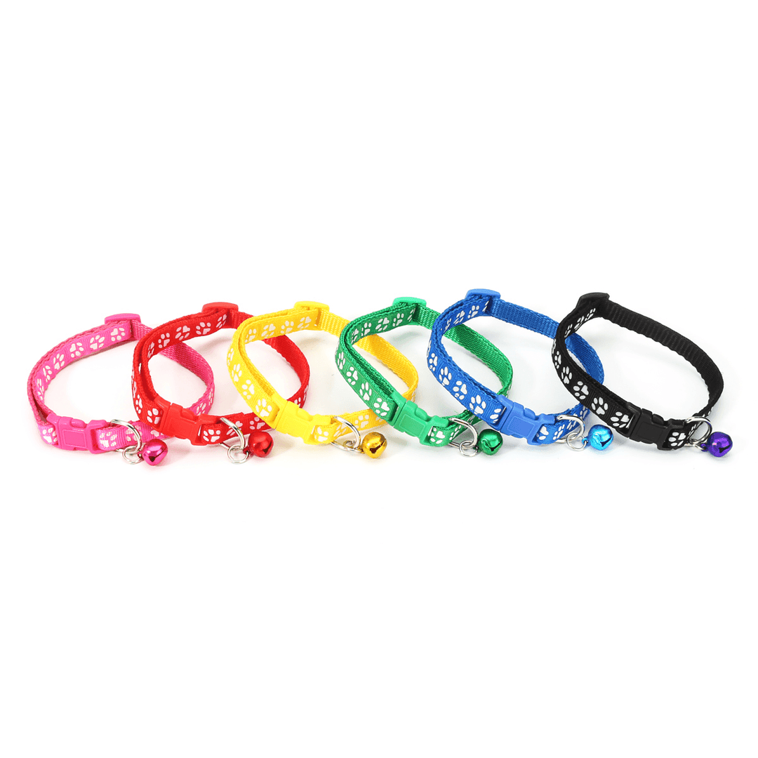 12Pcs/Lot Mulit-Color Dog Collars Pet Cat Nylon Collar Bell Necklace Buckle