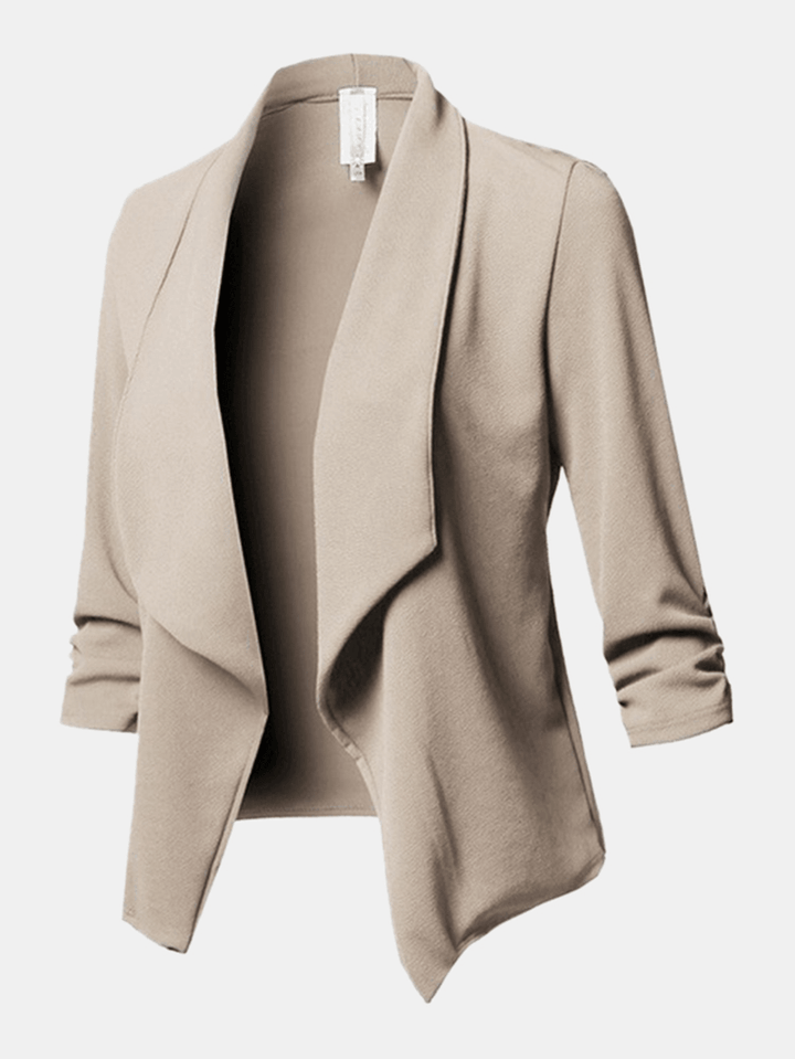 Women Solid Color Shawl Collar Elegant Blazers