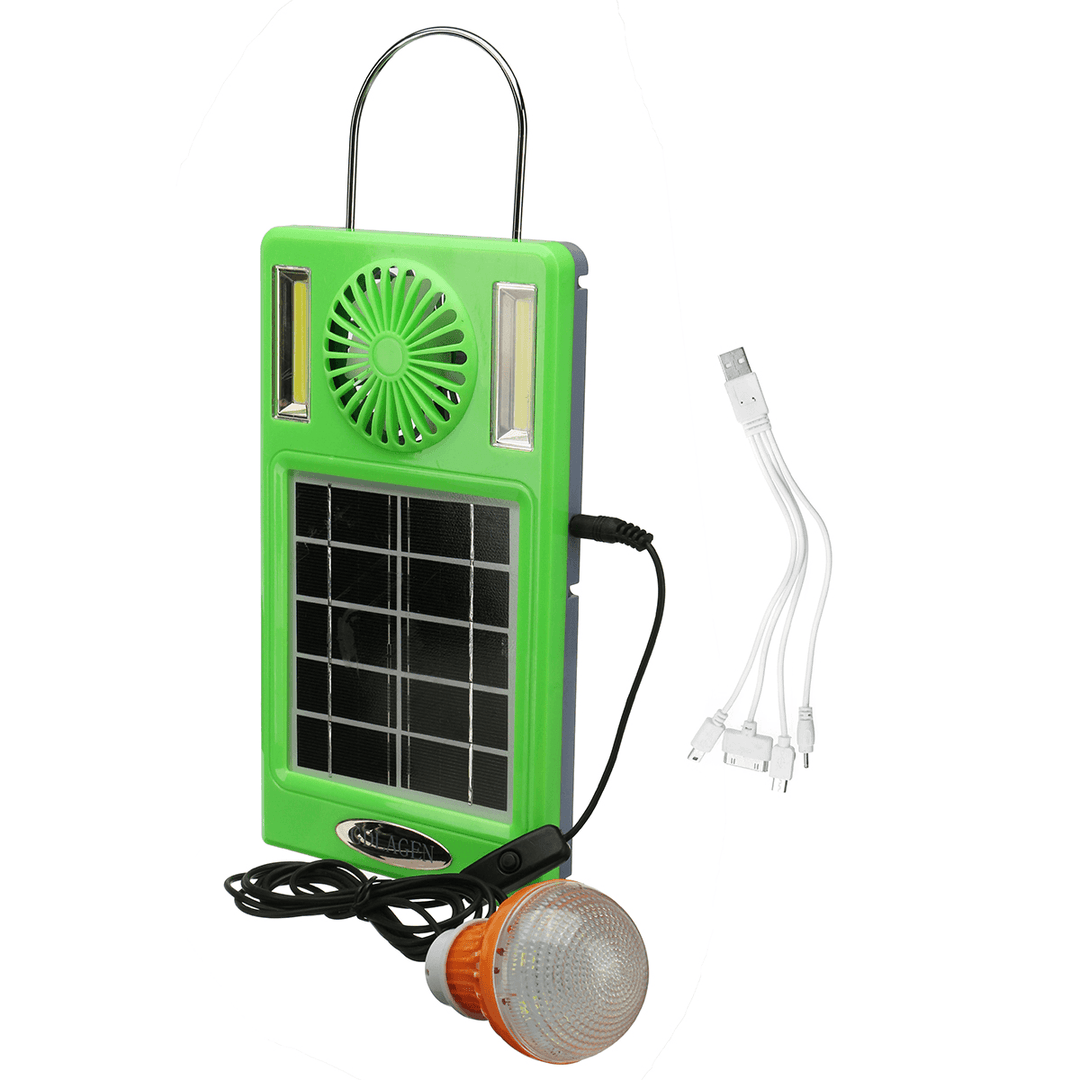 4-In-1 750Lm Camping Light COB Work Light Solar Power Panel Fan Power Bank EDC Outdoor Travel