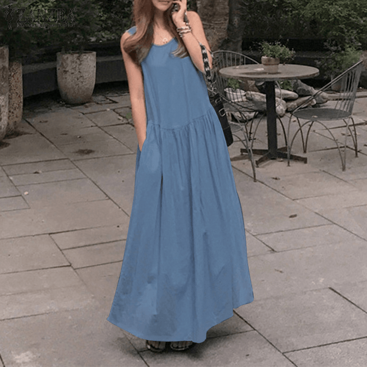 Retro European Bohemian Style round Neck Maxi Dress - MRSLM