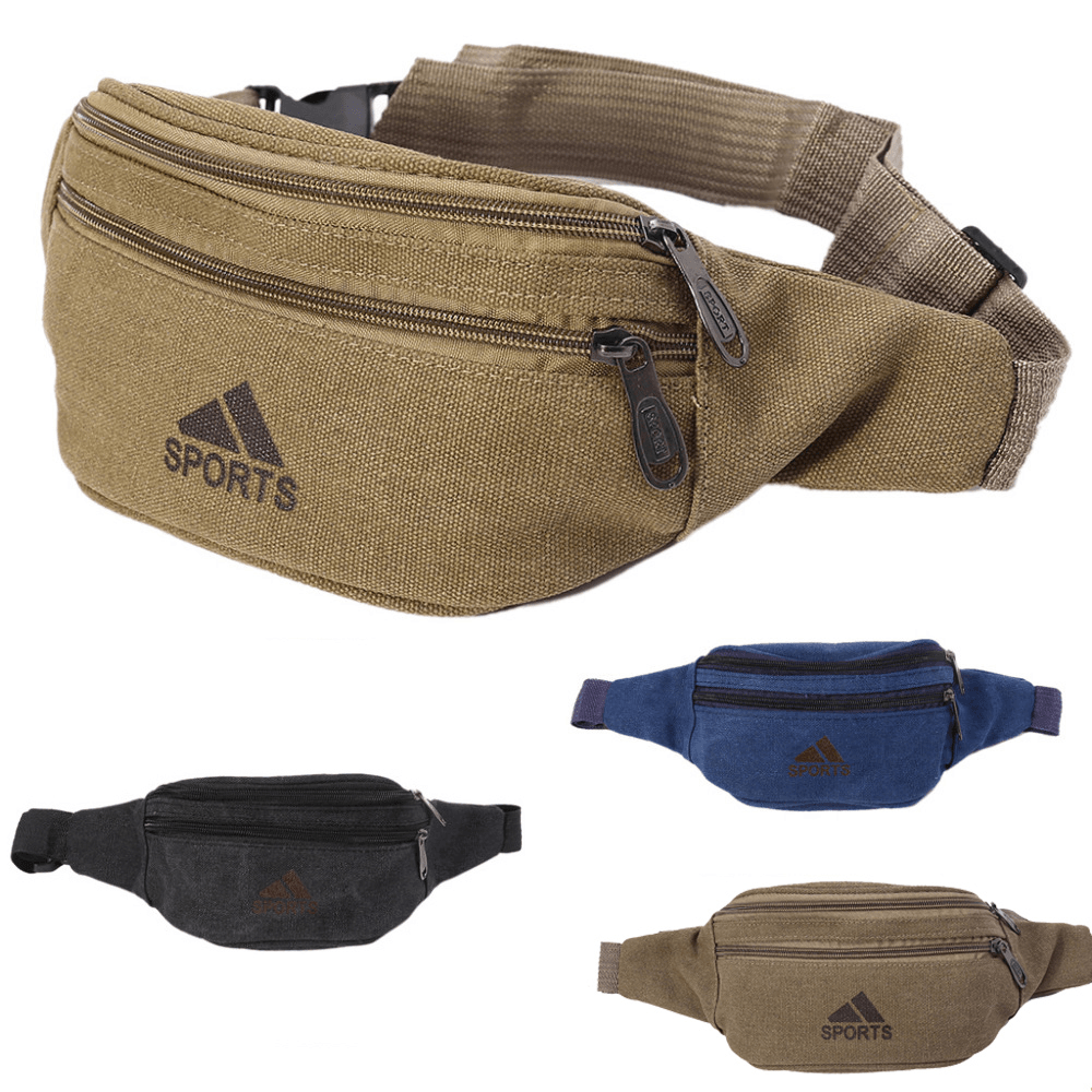 Men Canvas Waist Bag Outdoor Camping Hiking Traveling Sports Bag Storage Bag