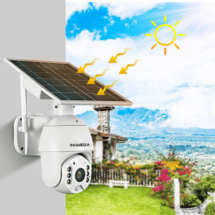 INQMEGA 1080P Wifi IP Camera Solar Power Panel PTZ Dome Outdoor Wireless Security Camera