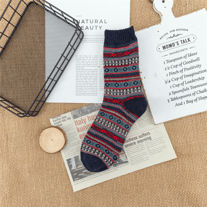 Men'S Thickened Ethnic Style Checkered Socks