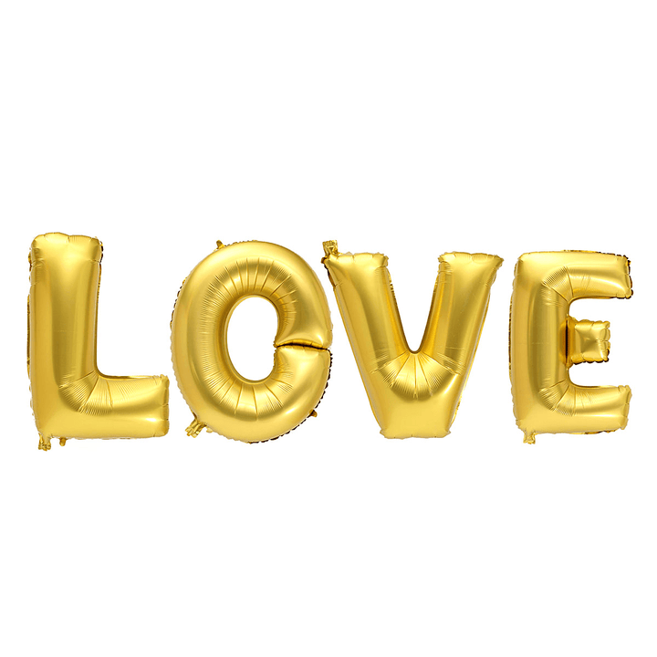 4Pcs Gold Silver LOVE Set Mylar Foil Balloons for Birthday Wedding Party Home Decorations