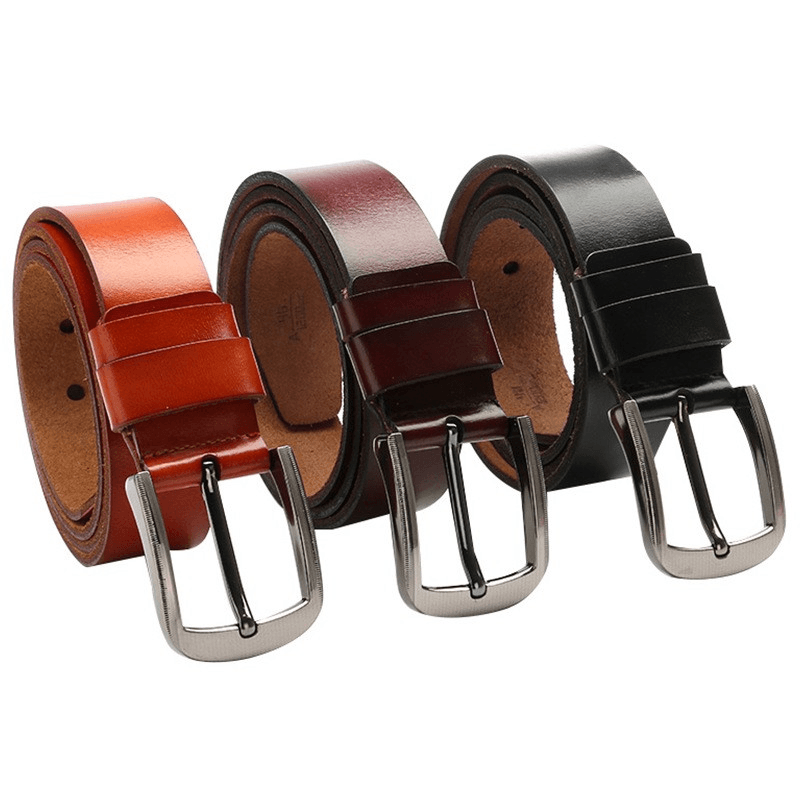 Men'S Explosive Leather Simple Retro Pin Buckle Belt