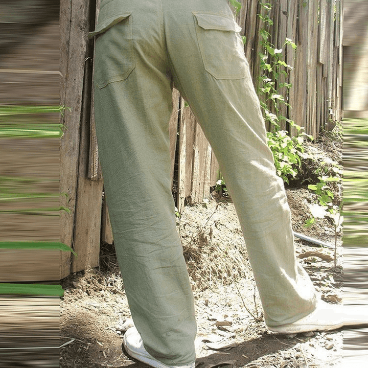 Mens Ethnic Style Cotton Comfy Breathable Straight Leg Pants