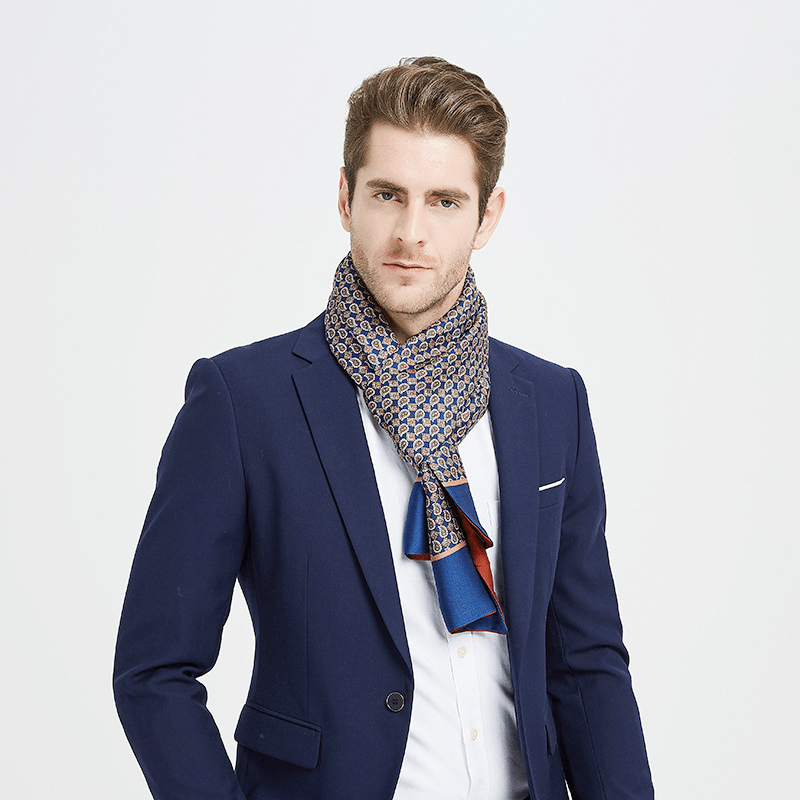 Double-Sided Scarf Silk Men'S Silk Scarf Long