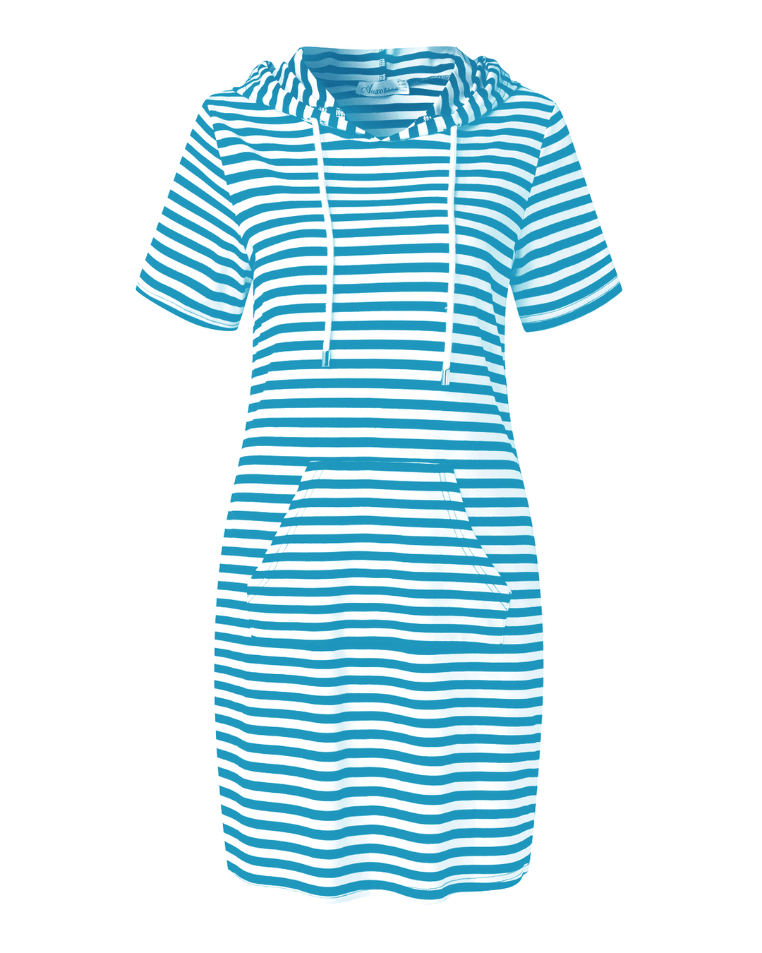 Striped Drawstring Short Sleeve Casual Shirt Pocket Dress - MRSLM