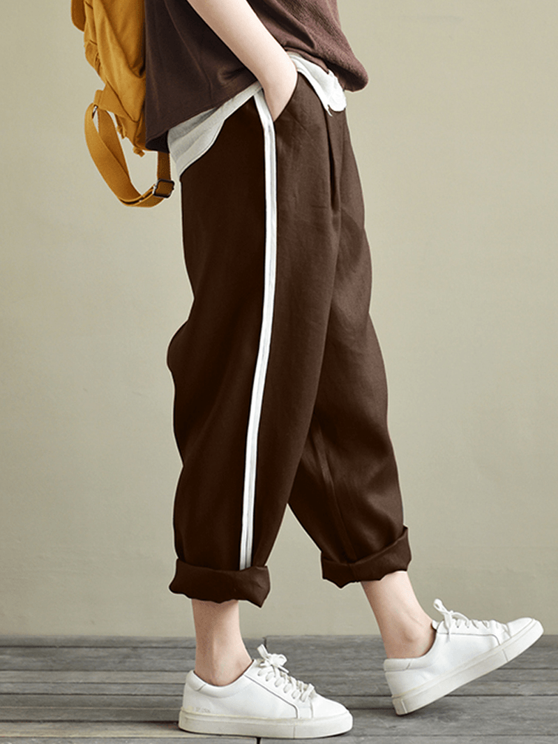 Women Striped High Waist Long Harem Loose Trousers