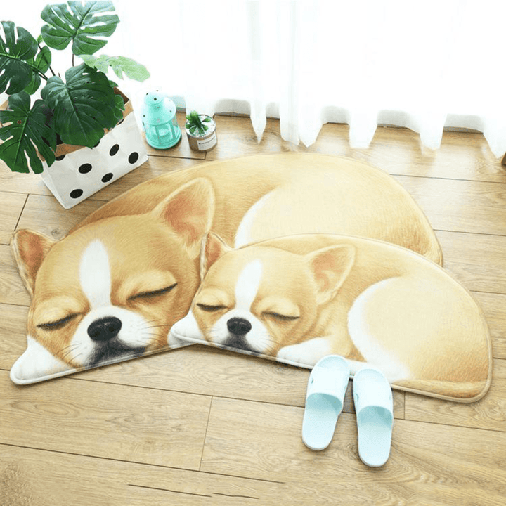 3D Cute Dog Pattern Doormat Indoor Print Door Mat Suedel Floor Rugs