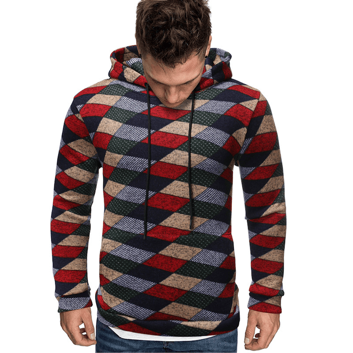 New Men'S Hip-Hop Christmas Plaid Hooded Sweater