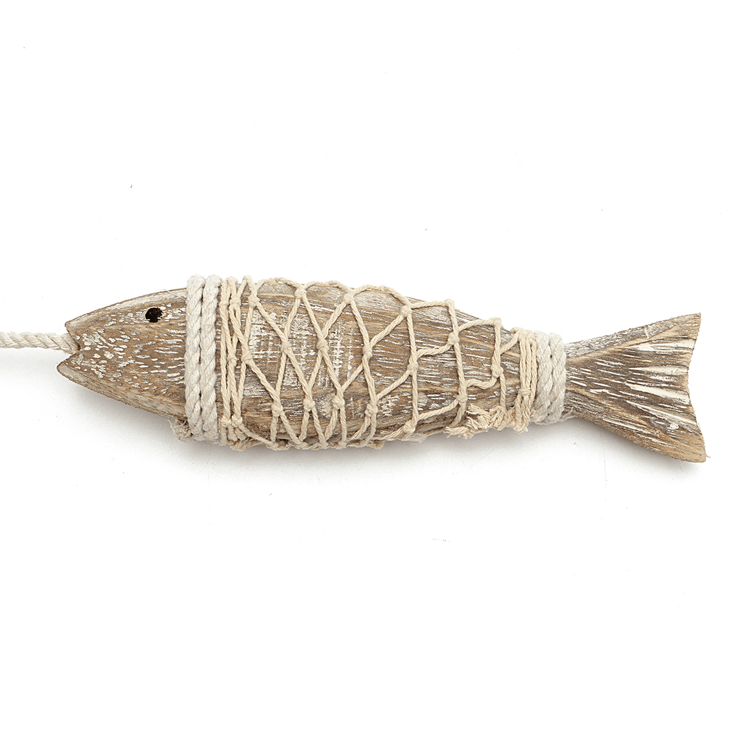 2Pcs Handmade Coastal Art Design Carved Wooden Marine Fish Wall Sculpture