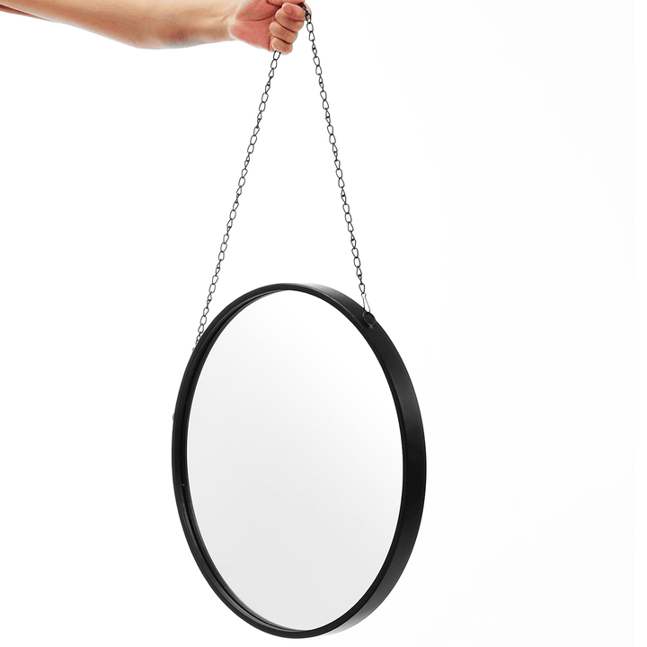 Round Industrial Black Metal Mirrors Hanging Chain Wall Mounted Retro Decor