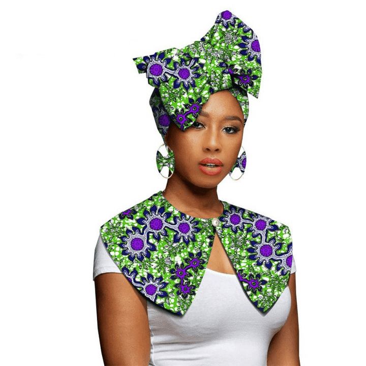 African Printing Batik Cotton Scarf Exaggerated Earrings Shawl African Earrings