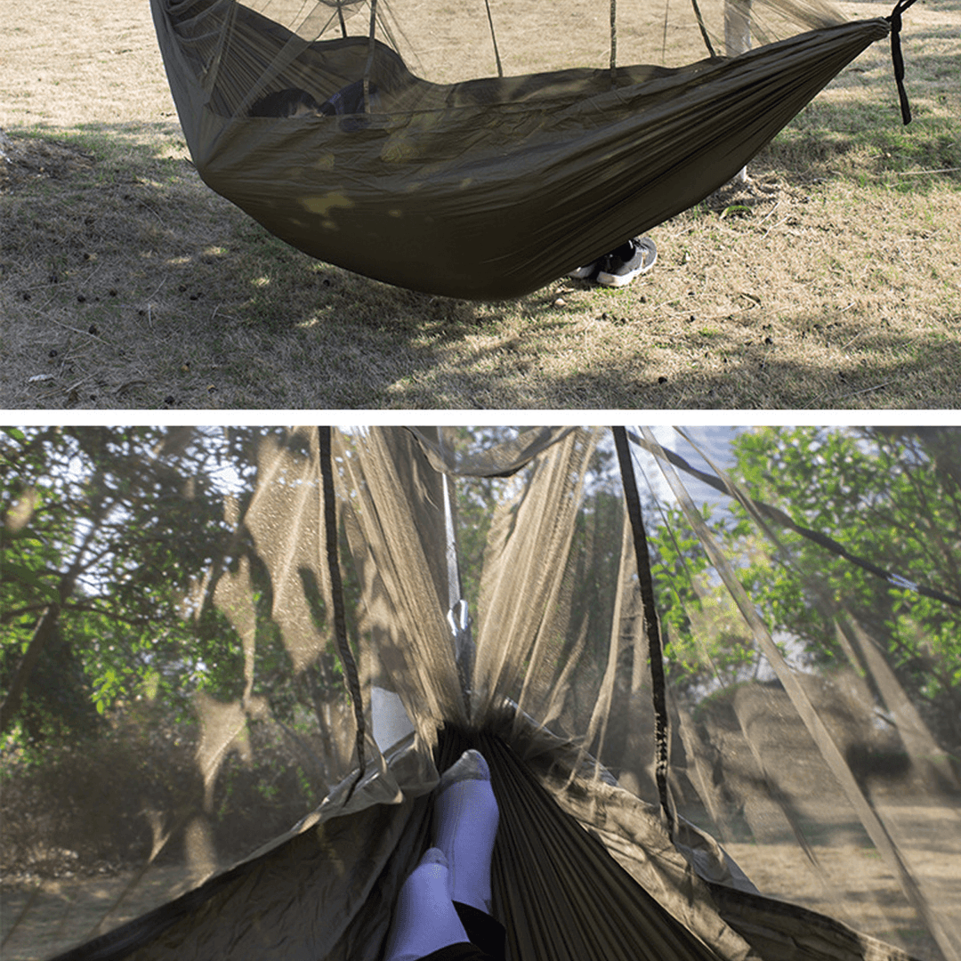 260X140Cm Double Outdoor Travel Camping Hanging Hammock Bed W/ Mosquito Net Kit