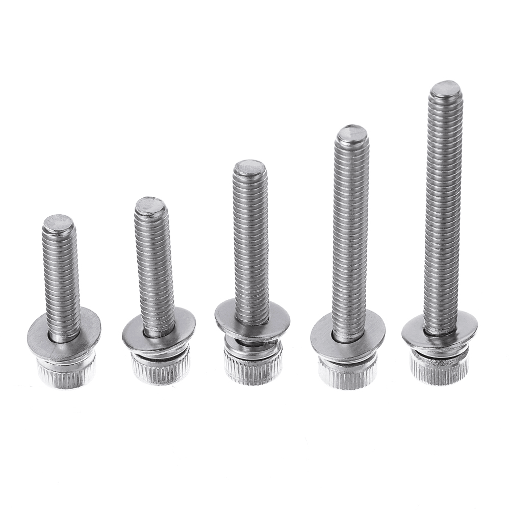 88Pcs M5 Hex Socket Knurled Cap Head Screw 304 Stainless Steel Bolt Assortment Set