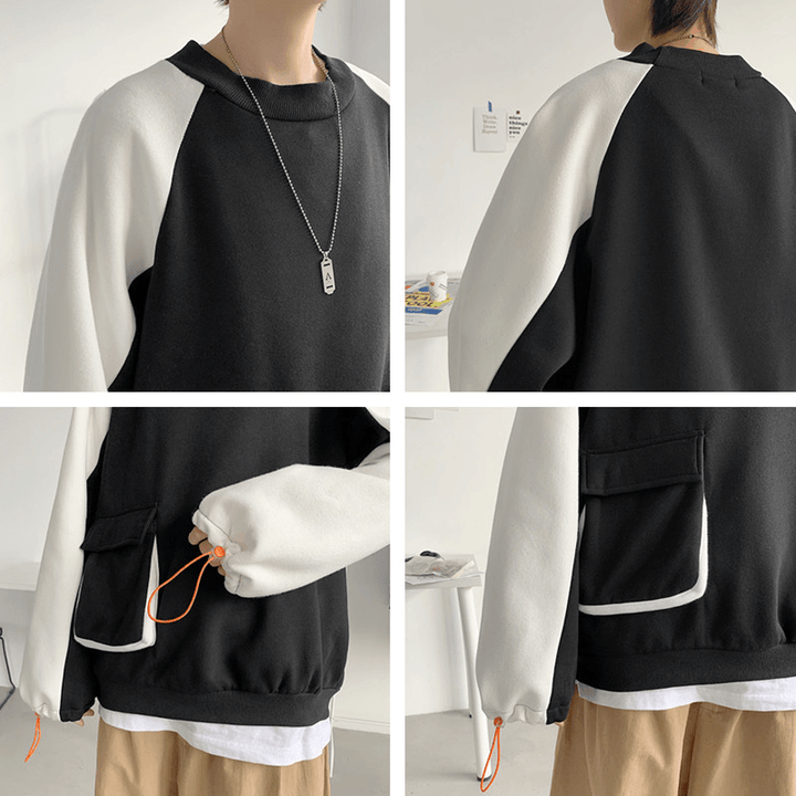 Shirt with the Pocket Sweatshirt Trendy Men plus Cashmere Loose Clothes with Big Pockets Hong Kong Style Trendy Hip-Hop Sports Jacket