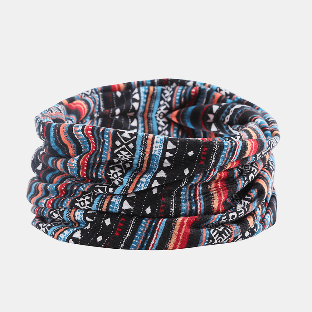 Women Cotton Multi-Purpose Printing Beanie Cap Neck Gaiter Face Shield Hats Bandana