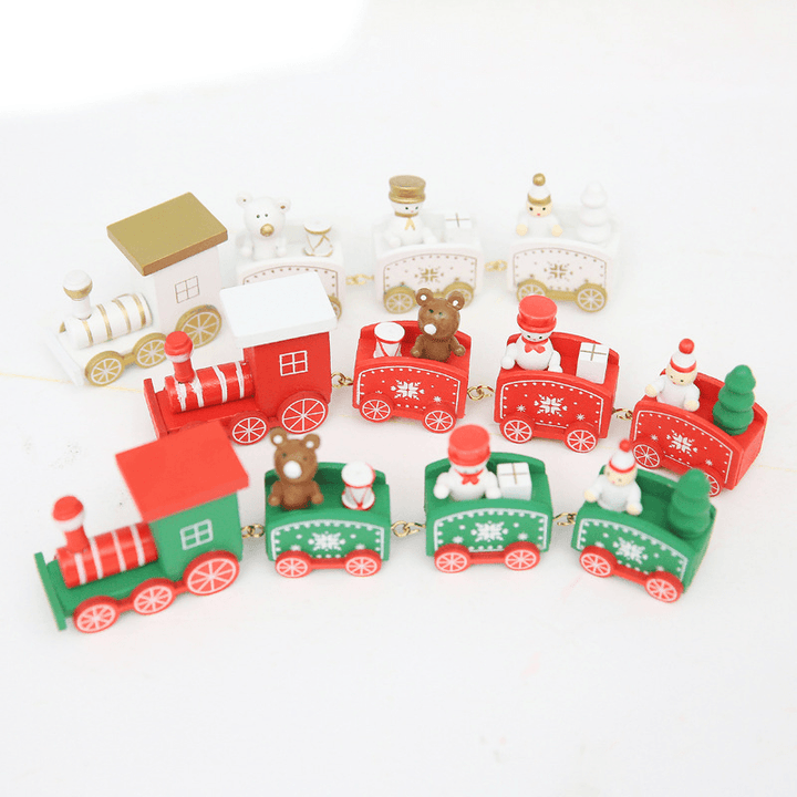 Christmas Wood Train Christmas Decorations Decor Innovative Gift for Children Diecasts Toy Vehic