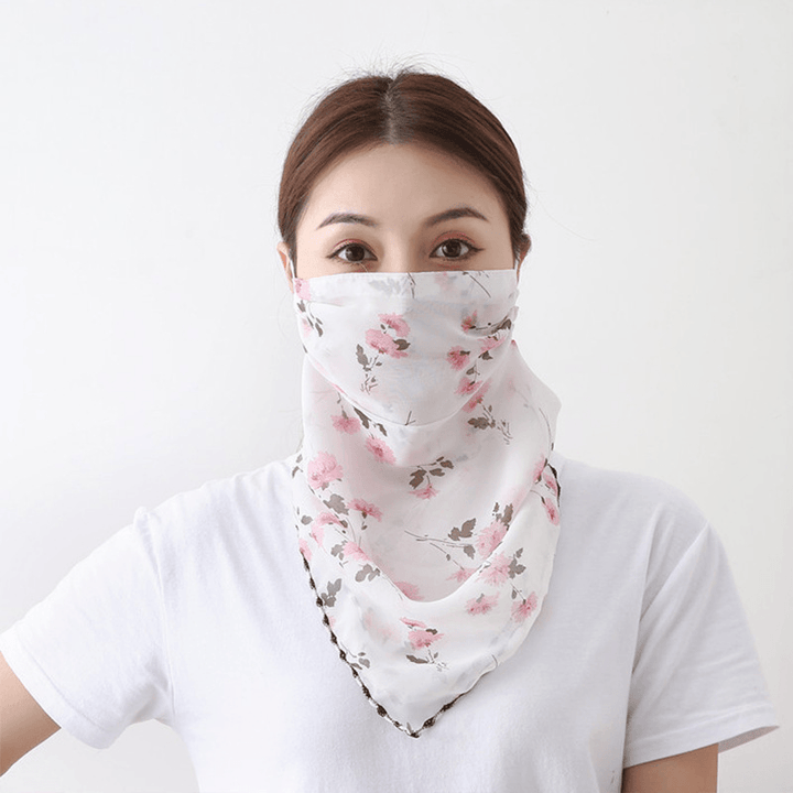 Fashion Printing Women'S Enlarged Neck Mask, Driving Sunshade and Sunscreen Mask