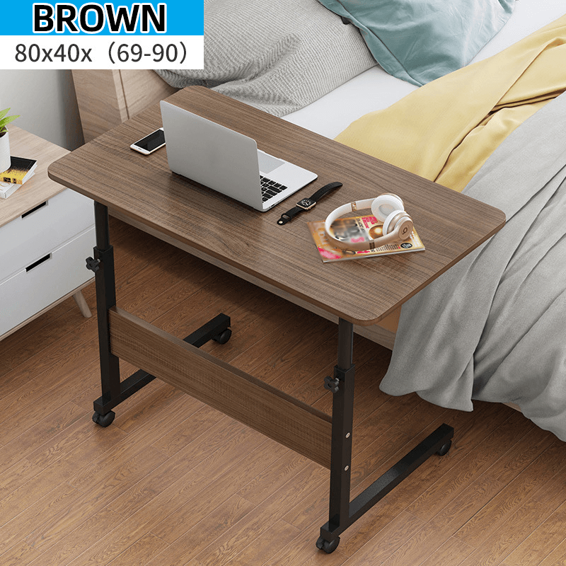 Computer Laptop Desk Adjustable Height Moveable Bed Side Writing Study Table Bookshelf with Storage Racks Home Office Furniture - MRSLM