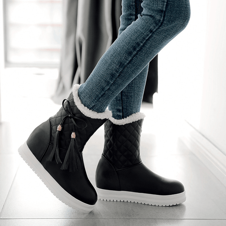 Warm Flat Platform Slip on Causal Soft Ankle Snow Boots