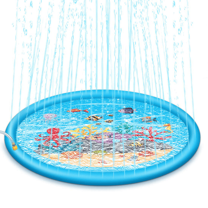 67Inch Splash Water Play Mat Sprinkle Splash Play Mat Toy for Outdoor Swimming Beach Lawn Inflatable Sprinkler Pad for Kids