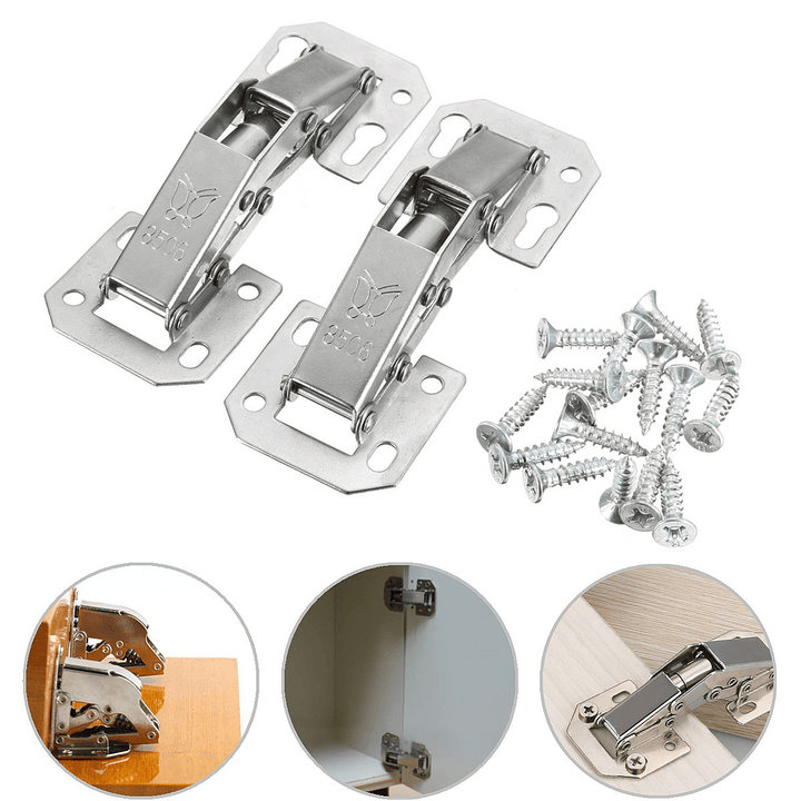 2Pcs Cabinet Bridge Hinge Cupboard Door Hinge 90° Easy Mount Concealed Cabinet Kitchen Cupboard Sprung Door Drawer Hinges