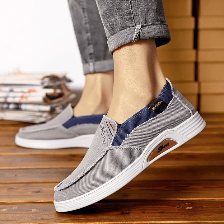 Men Canvas Breathable Soft Sole Comfy Non Slip Brief Court Casual Walking Shoes