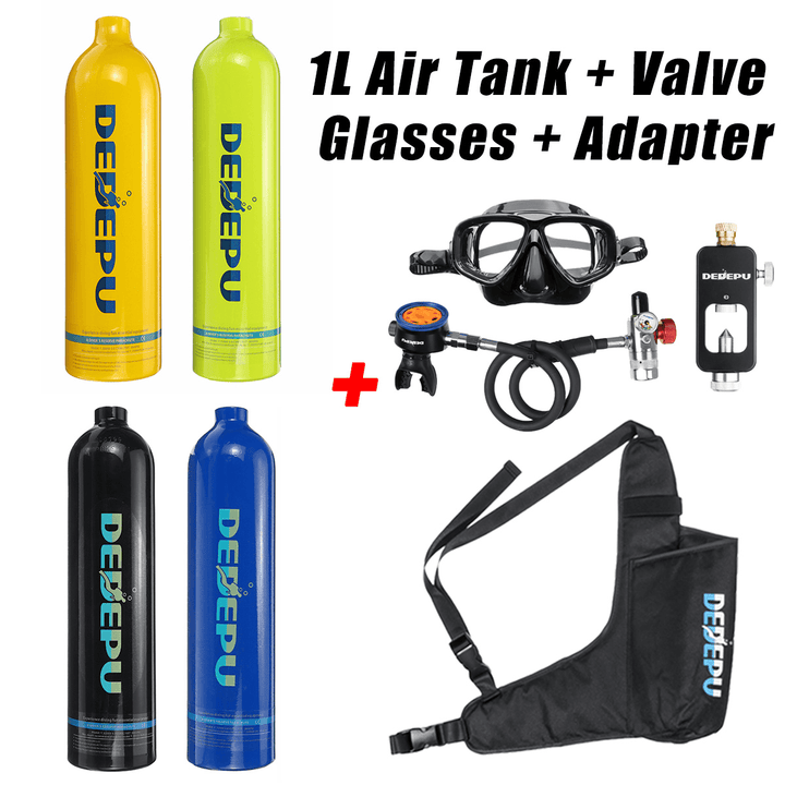 1L Mini Scuba Oxygen Cylinder Air Tank Underwater Breathing Diving Valve Kit Set