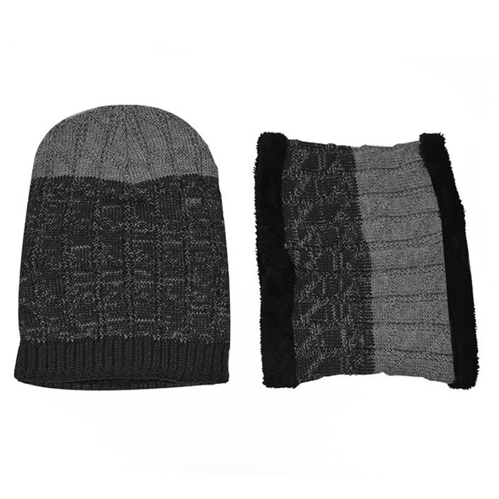 Unisex Fleece Liner Thickened Warm Scarf plus Hat Set