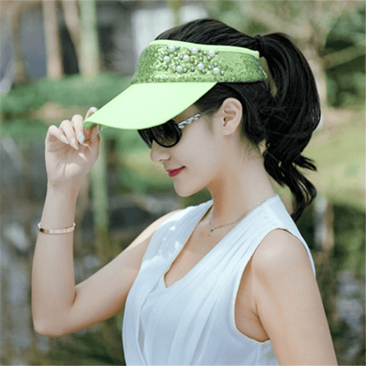 Women Summer Lace Adjustable Sunscreen Visor Sun Cap