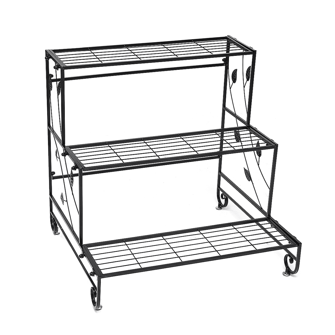 Iron Fower Stand Floor Multi-Layer Plants Rack 3 Tiers Ladder Shelves Bookshelf Flower Pot Stand for Balcony Living Room