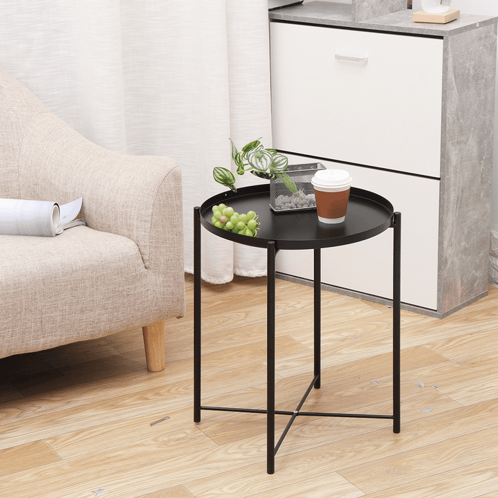 Round Side End Table Iron Paint Metal Gardening Flower Stand for Living Room