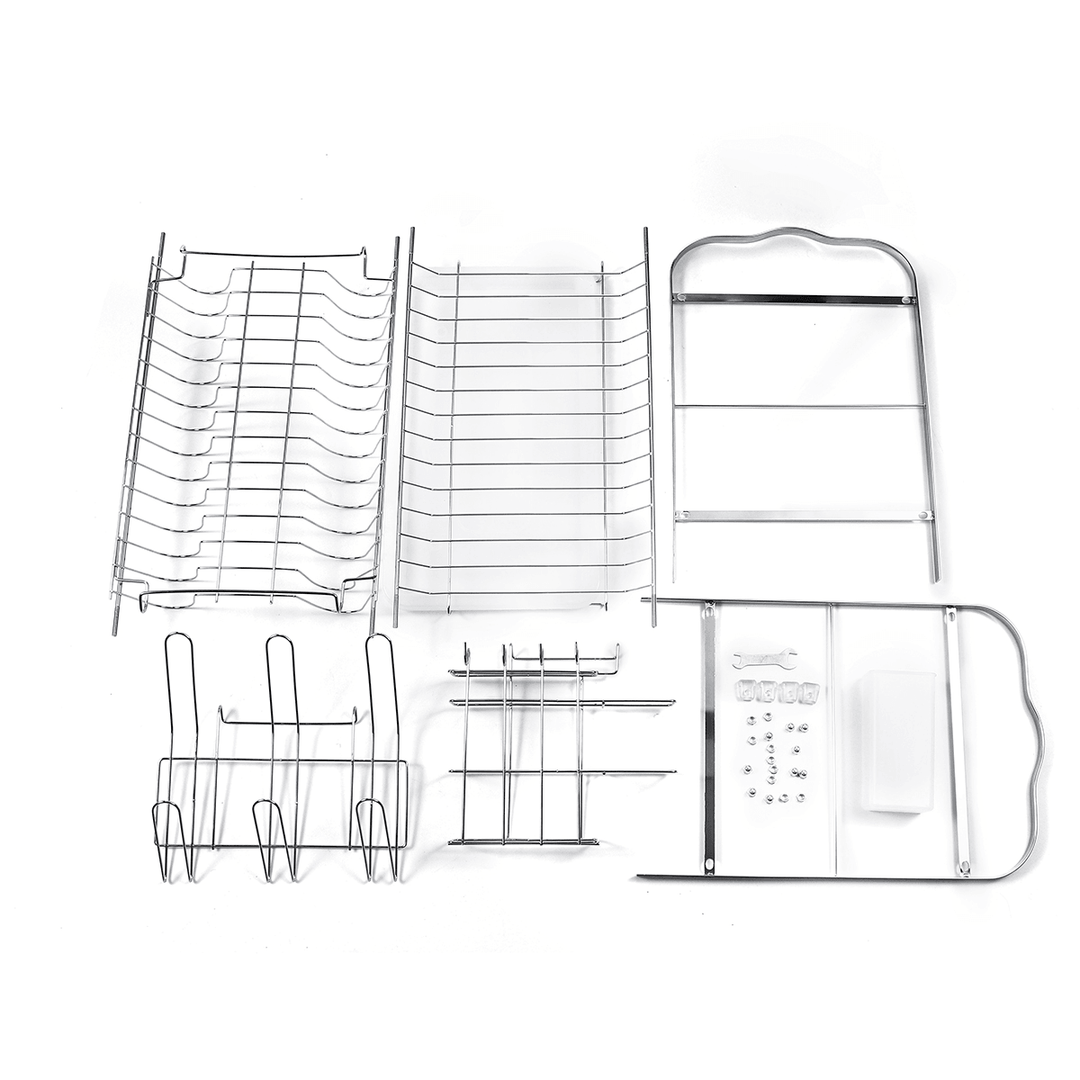2 Tiers Dish Drying Rack Stainless Steel over Sink Kitchen Cutlery Bowl Storage Holder