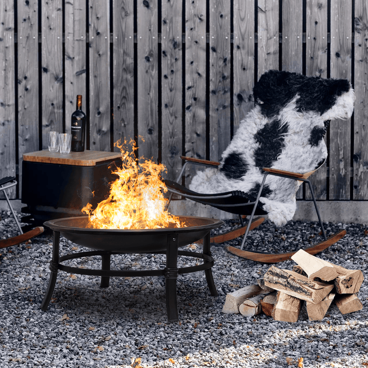 26Inch Outdoor Fire Pits BBQ Grill Wood Burning Stove with Mesh Spark Screen Cover for Camping Picnic Bonfire Patio Backyard Garden Beaches Park