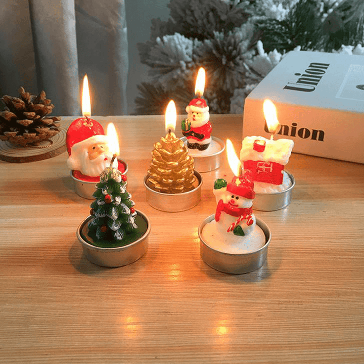 3Pcs 2020 Christmas Candles Santa House Snowman Christmas Tree Paraffin Candles Wedding Party Candles Decor Light